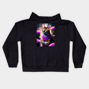 Bengal Cat enjoys a swim in an Enchanted Lake Kids Hoodie